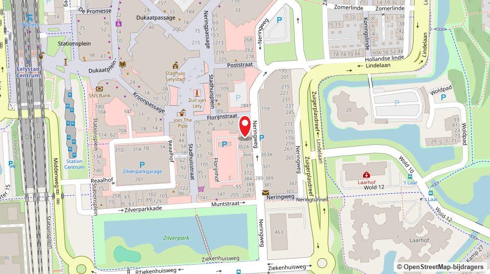 Kaart met de ligging van Kapsalon Mus'ab aan de Neringweg in Lelystad